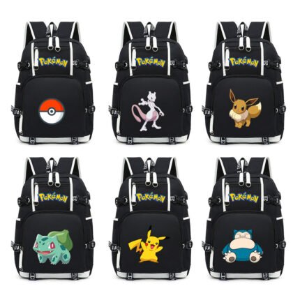 Pokémon Large Black Backpack for School and Travelling